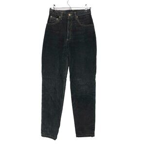 BOVINES Suede 90’s VTG Genuine Ultra-High Waist Charcoal Black Pants sz 8‎